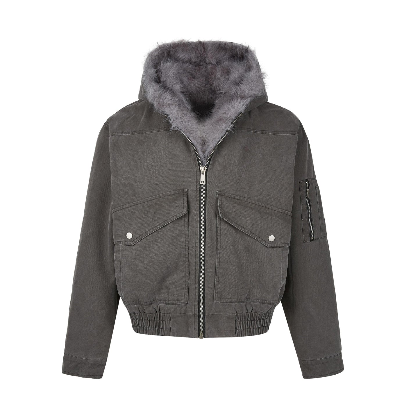 Hooded Fur Collar Jacket with American Retro Style for Men and Women