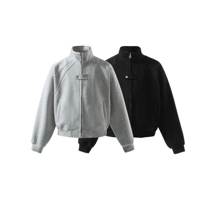 Pure Color Unique Three-Dimensional Deconstructed Loose Shoulder Wide Fit Stand Collar Jacket