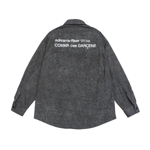 Brand Washed Faded Letter Print Design Loose Long Sleeve Shirt