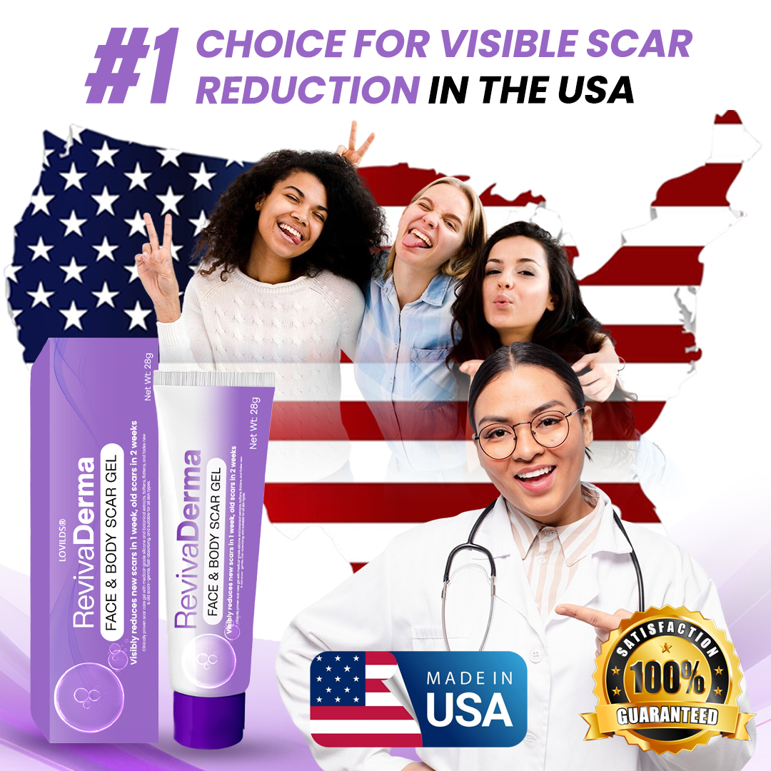 🔥LOVILDS® RevivaDerma Face & Body Scar Gel - Clinically proven to soften, flatten and fade surgical scars, acne marks, burns, keloids and trauma-related scars