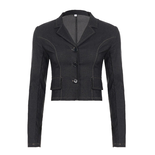 Notch Lapel Vintage Commuting Shirt Unique Design Fitted Short Length Spicy Girl Jacket Women's Clothing