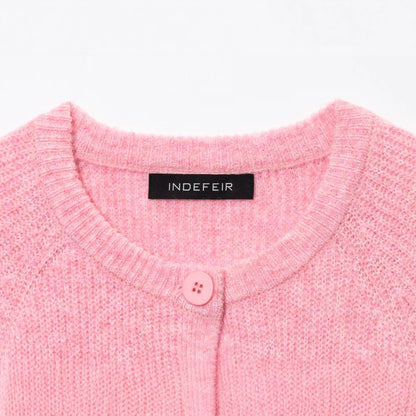 Simple and lazy pink sweater cardigan jacket