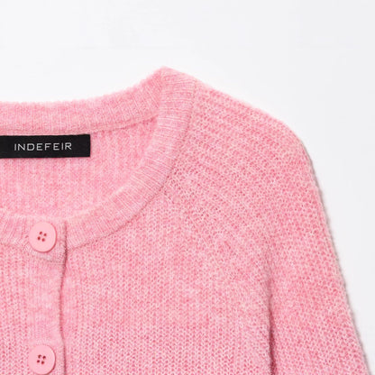 Simple and lazy pink sweater cardigan jacket