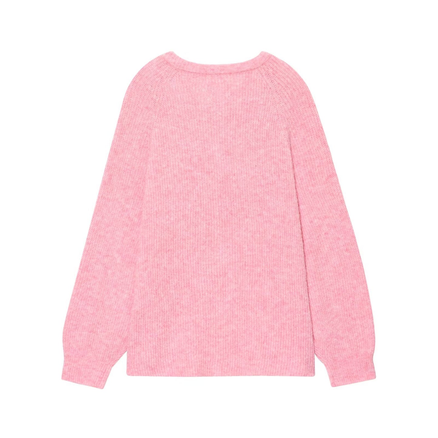 Simple and lazy pink sweater cardigan jacket