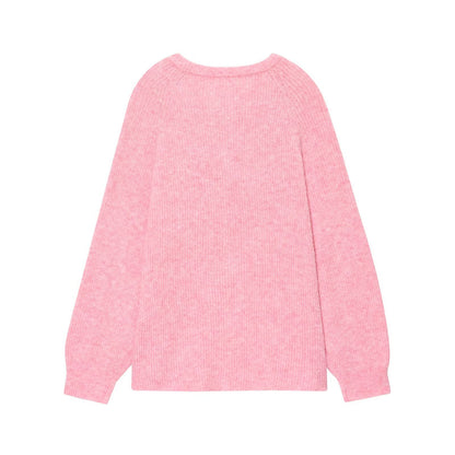 Simple and lazy pink sweater cardigan jacket