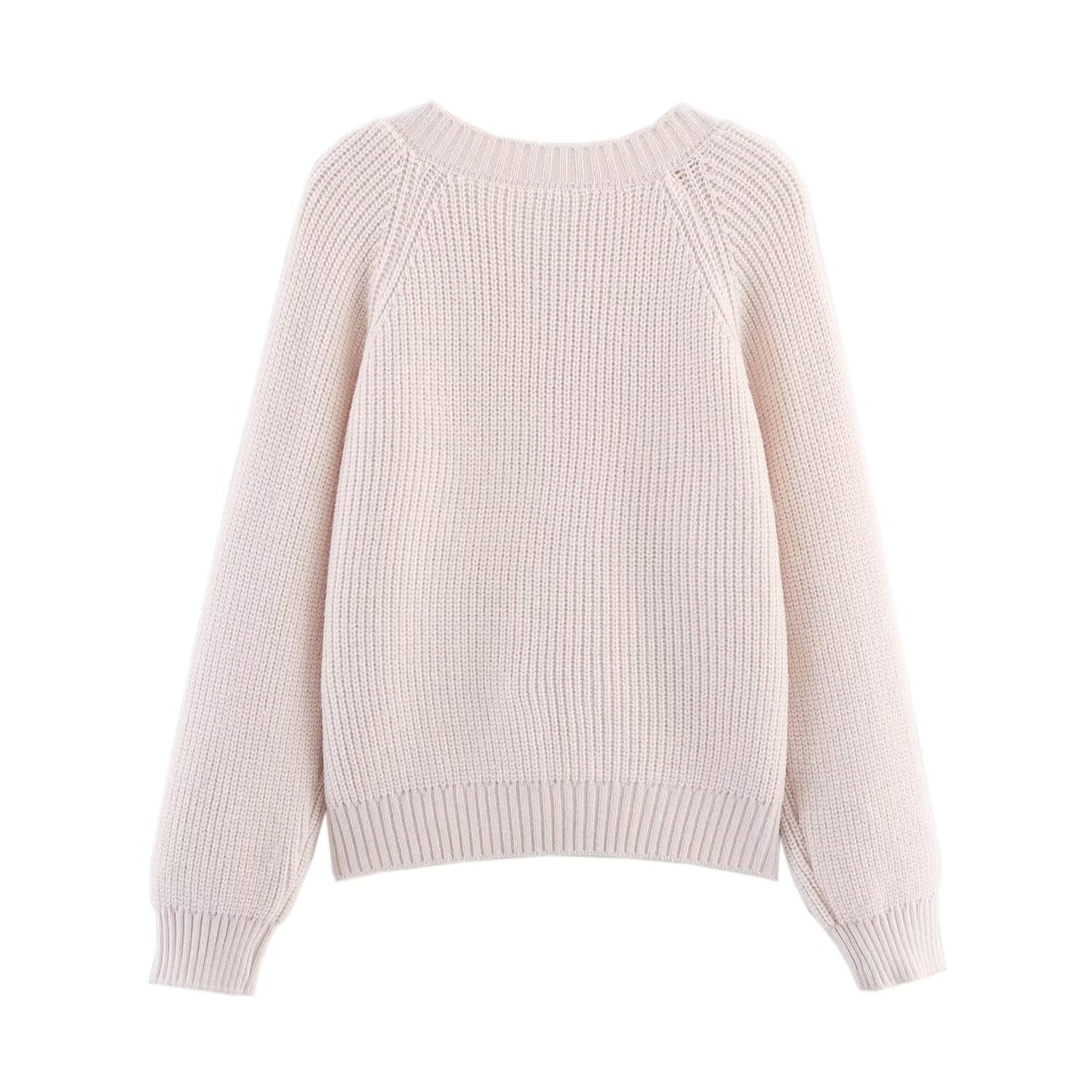 Loose and comfortable collar with floral embroidery and knitted jacket for women